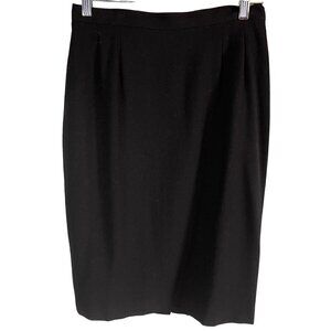 Vintage Kasper Pencil Skirt Lined Black 100% Wool Womens Size 10